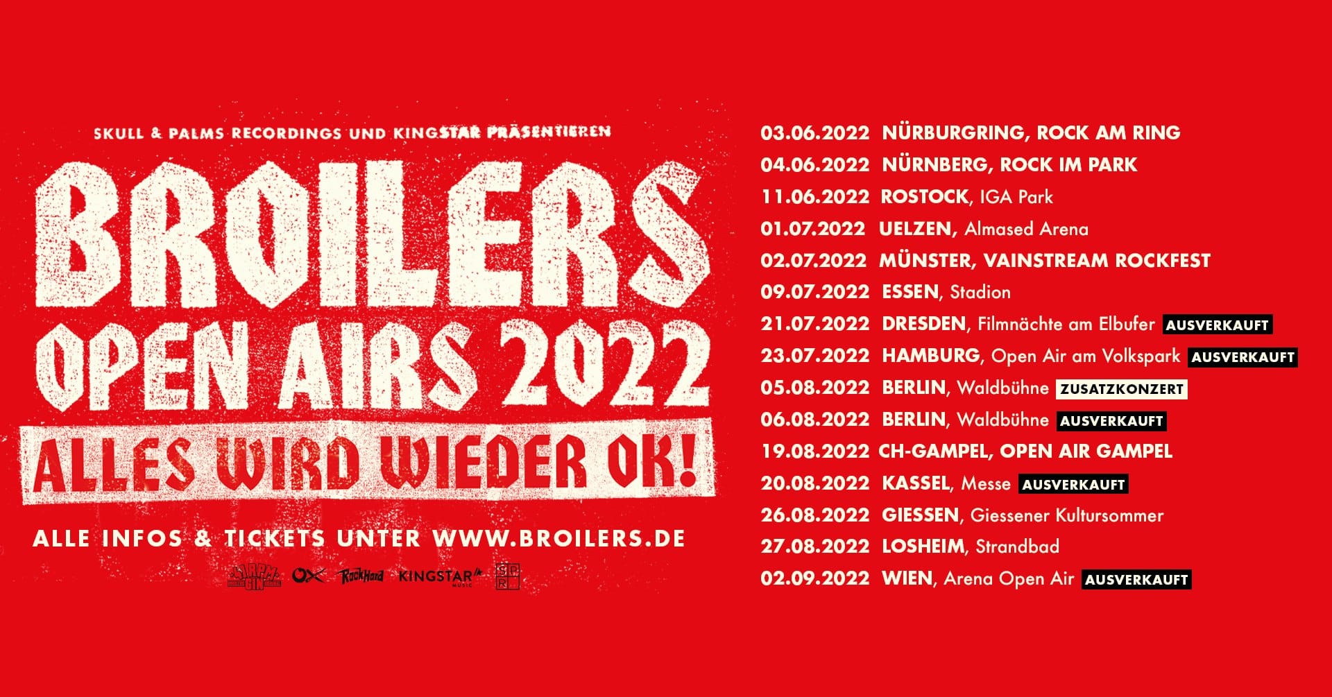 Events Wien: Broilers • Open Airs 2022 • Wien