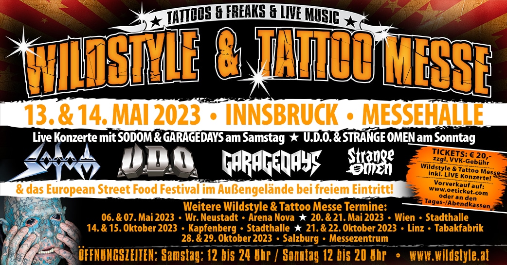 Events Wien: Wildstyle & Tattoo Messe (+ Live Konzert BELPHEGOR am Samstag / U.D.O. am Sonntag)