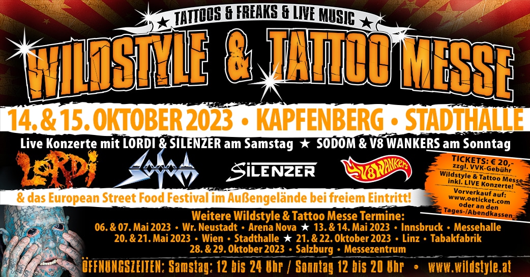 Events Wien: Wildstyle & Tattoo Messe (+ Live Konzert BELPHEGOR am Samstag / U.D.O. am Sonntag)