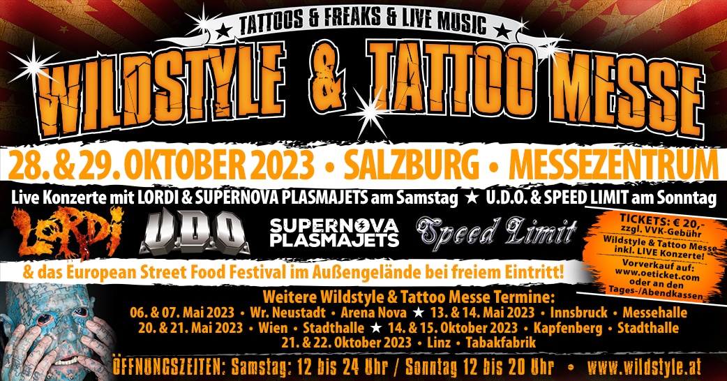 Events Wien: Wildstyle & Tattoo Messe (+ Live Konzert BELPHEGOR am Samstag / U.D.O. am Sonntag)