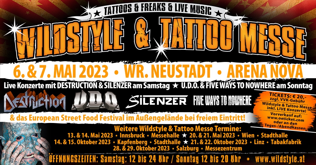 Events Wien: Wildstyle & Tattoo Messe (+ Live Konzert BELPHEGOR am Samstag / U.D.O. am Sonntag)