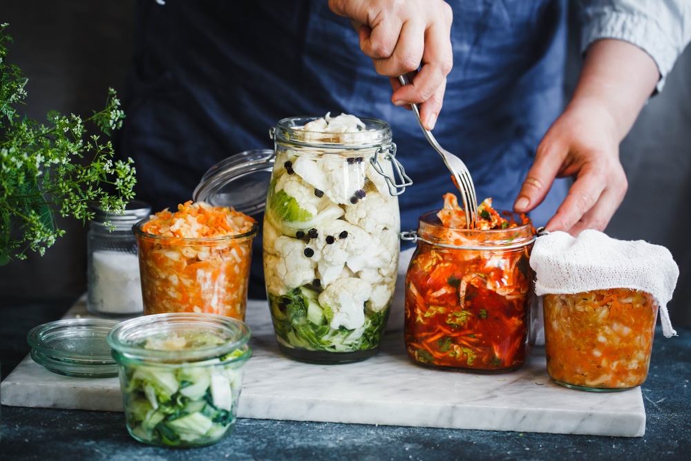 Fermented,Preserved,Vegetarian,Food,Concept ,Cabbage,Kimchi,,Broccoli,Marinated,,Sauerkraut