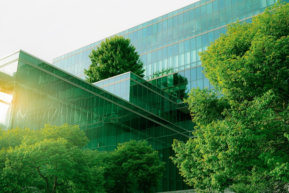 Sustainble,Green,Building.,Eco friendly,Building.,Sustainable,Glass,Office,Building,With