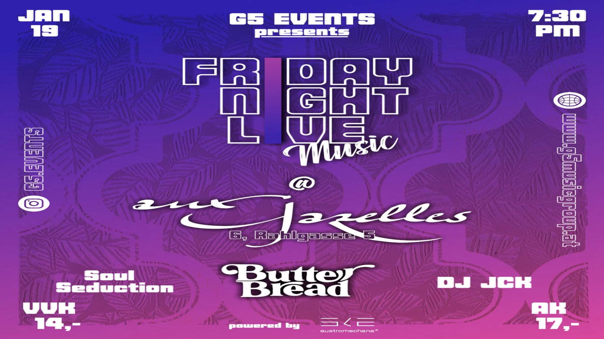 Events Wien: Friday Night Live @ Aux Gazelles