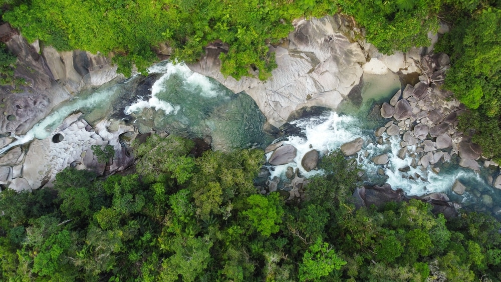 Aerial,Top,Down,View,Of,Babinda,Boulders,,The,Tropical,Rainforest