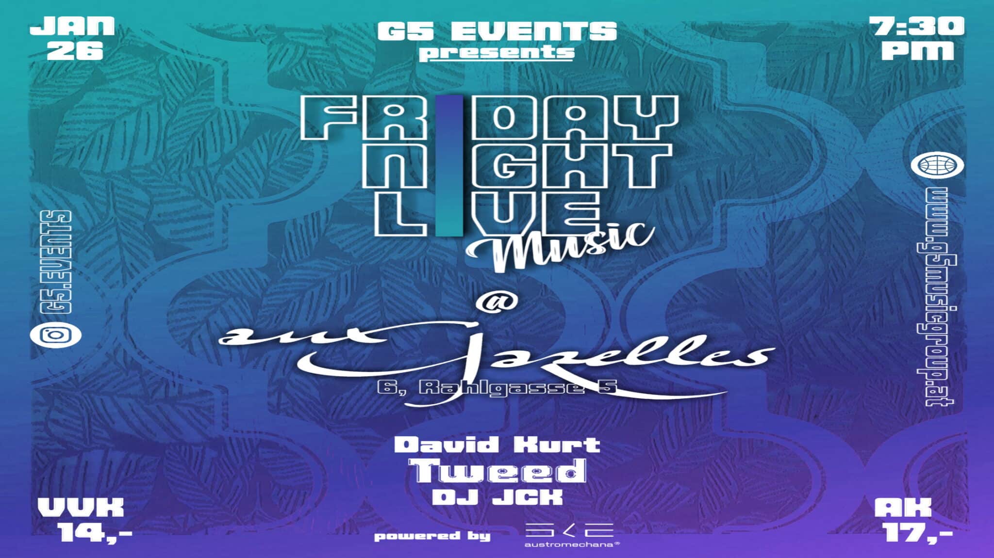 Events Wien: Friday Night Live @ Aux Gazelles