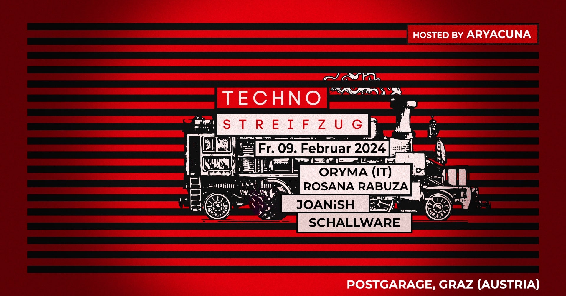 Events Wien: TECHNO STREIFZUG hosted by ARYACUNA w/ ORYMA (IT)