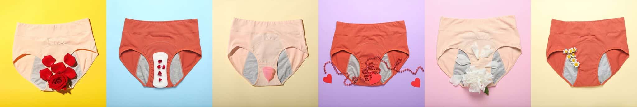 Set,Of,Period,Panties,On,Color,Background