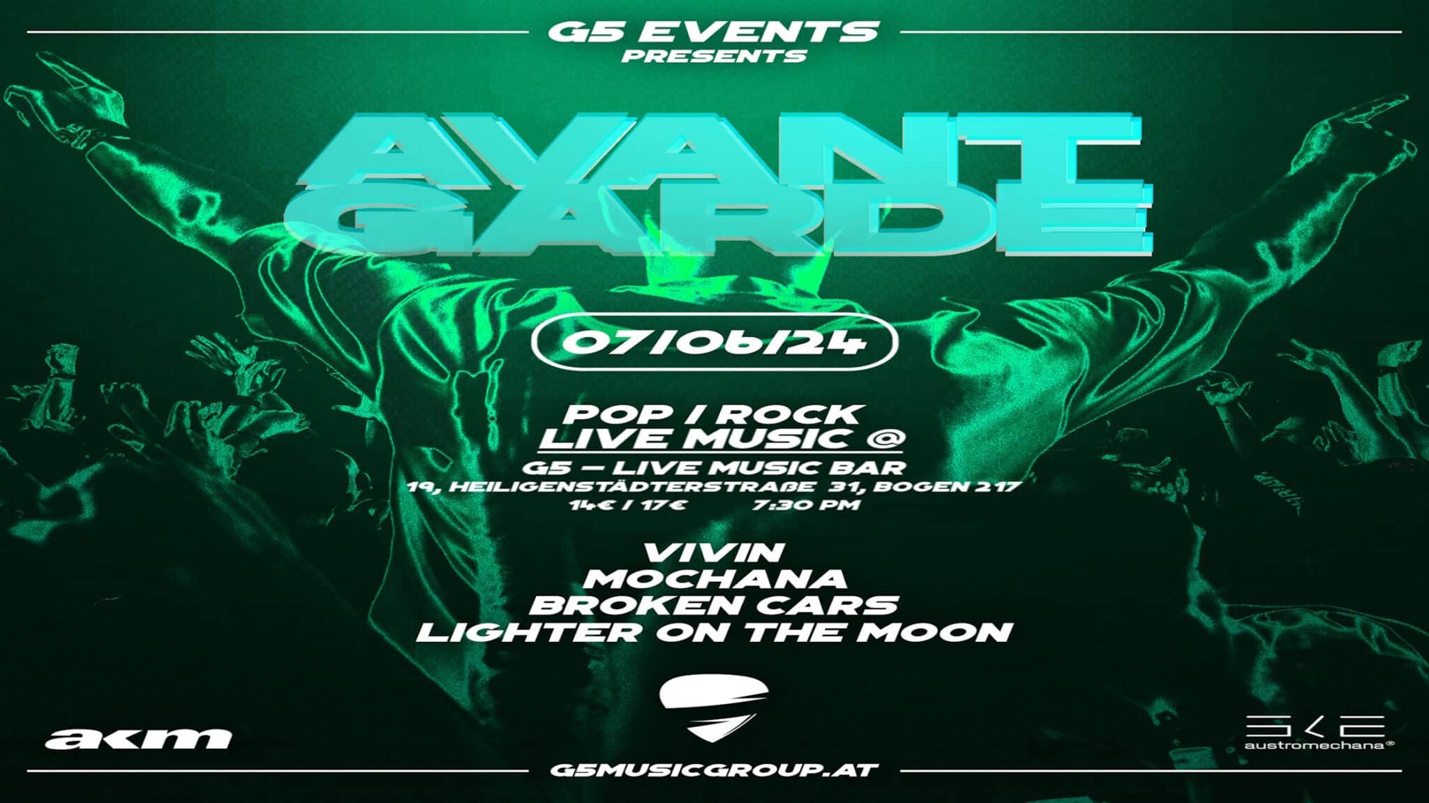 Events Wien: Artists 4 Acts: BROKEN CARS / LIGHTER ON THE MOON / VIVIN / MOCHANA