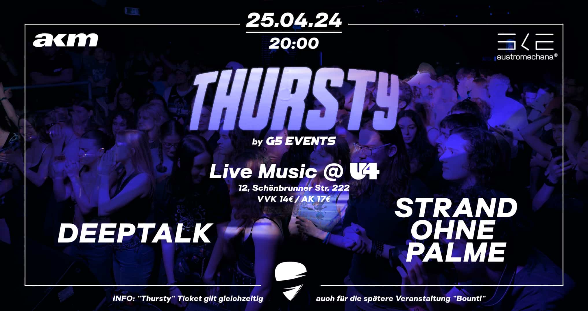 Events Wien: Thursty @ U4 mit Afterparty „Bounti im U4“