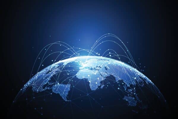 Global,Network,Connection ,World,Map,Point,And,Line,Composition,Concept