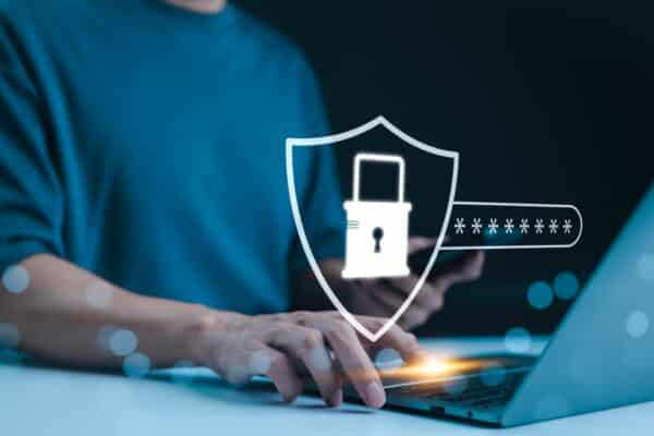 Cyber,Security,Concept ,Lock,Icon,And,Password,Input,,Person,Using