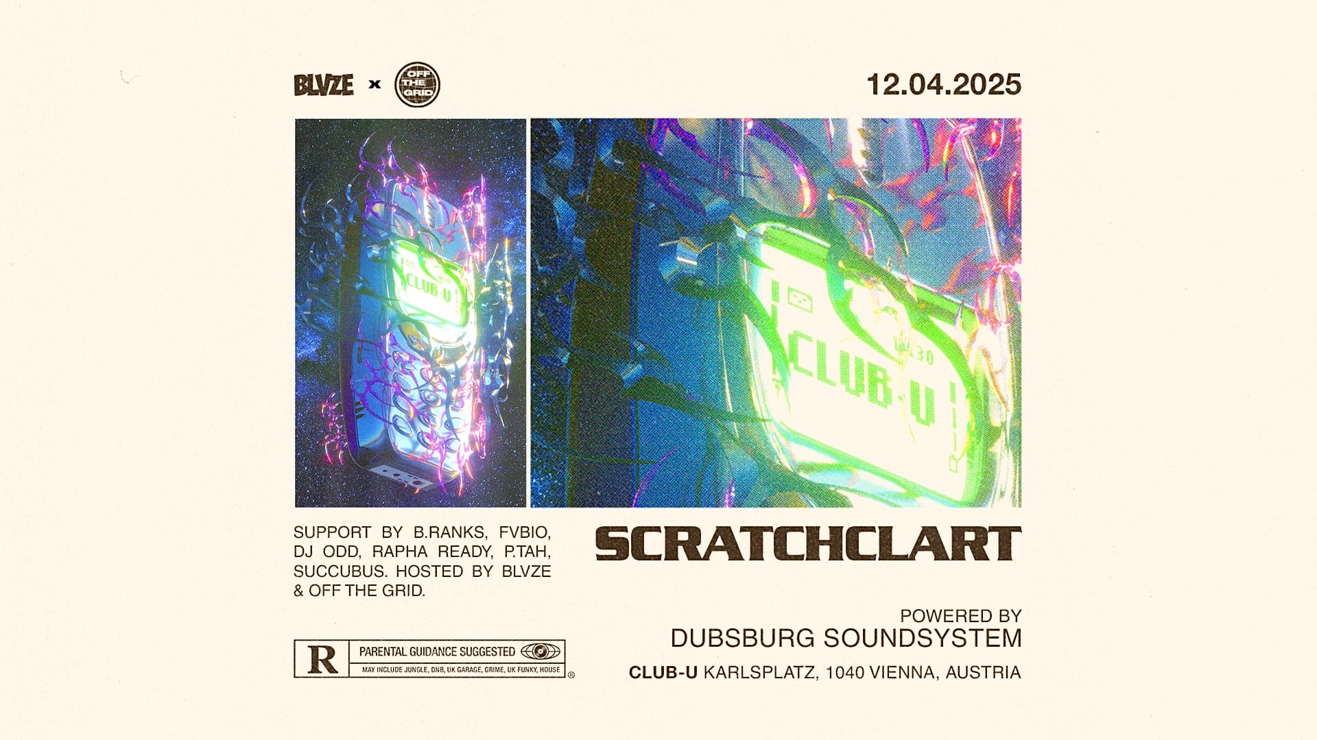 Events Wien: BLVZE & OFF THE GRID w/ Scratchclart (fka Scratcha DVA)
