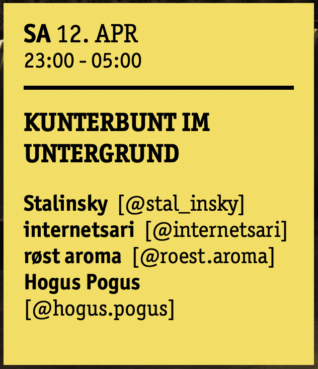 Events Wien: KUNTERBUNT IM UNTERGRUND