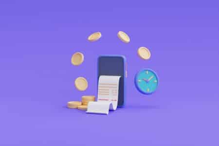 Digital,Payment,And,Online,Cashback,Concept,phone,floating,Money,Coins,watch,bill d,Render