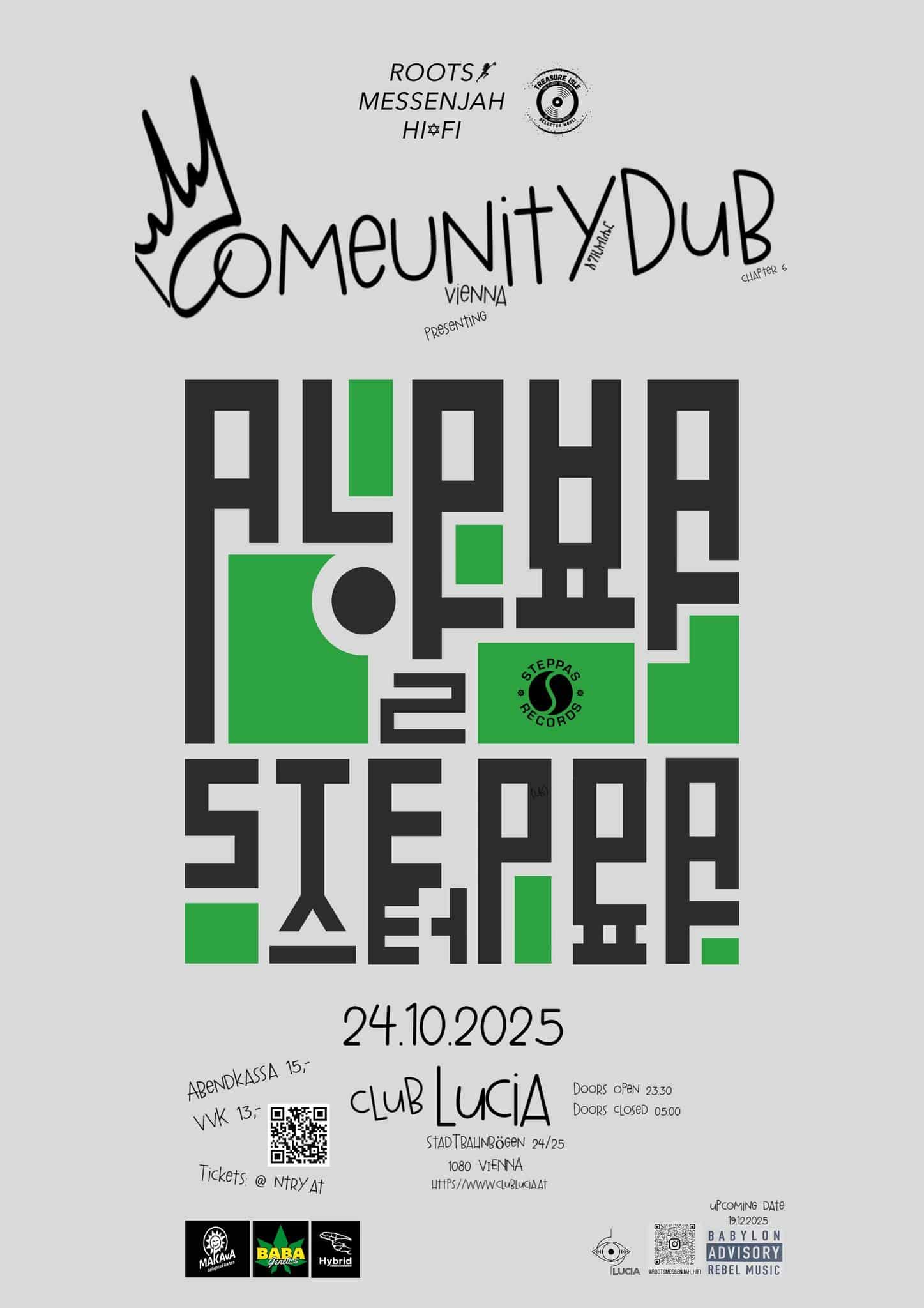 Events Wien: Alpha Steppa (Steppas Records) live & direct @ Club Lucia