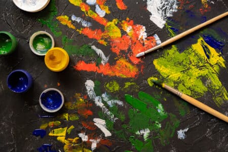 colorful abstract paint brushes and background utc