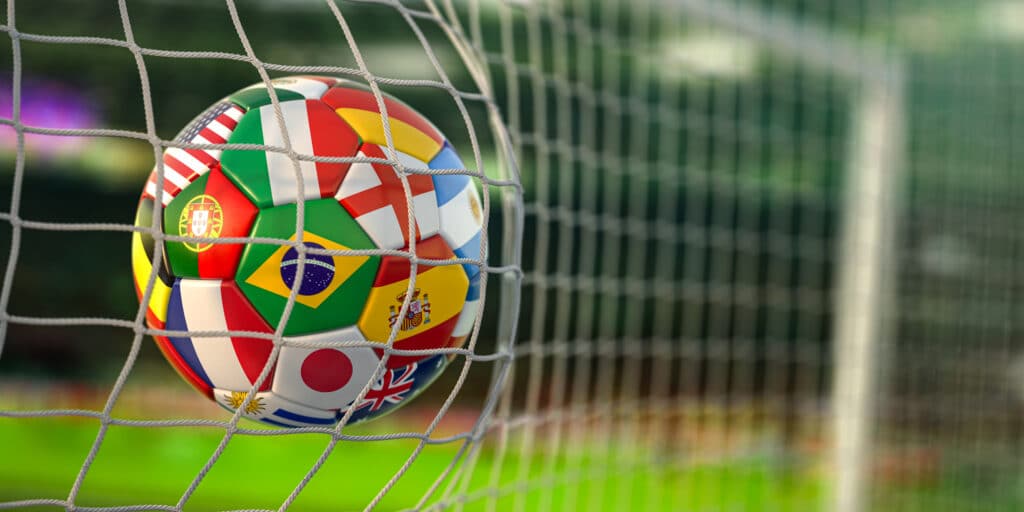 soccer ball with flags in the net utc