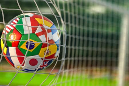 soccer ball with flags in the net utc
