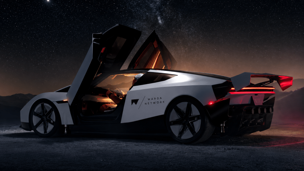 Futuristischer Hypercar unter der Milchstraße